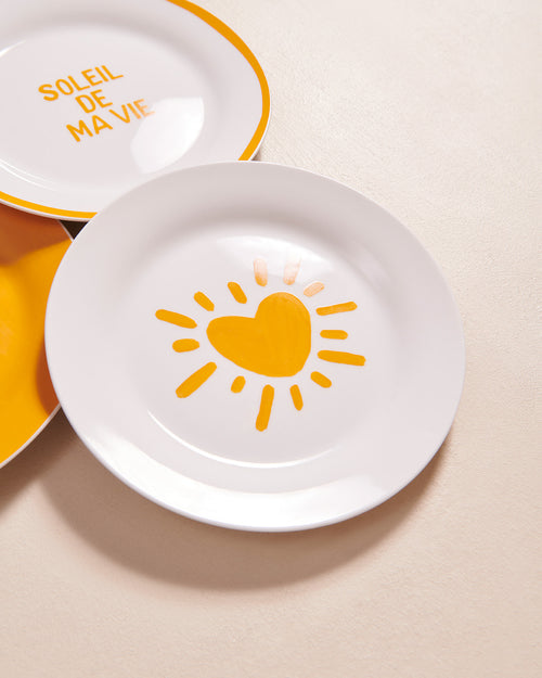 L'assiette Cœur solaire en porcelaine - jaune - émoi émoi   - 2 