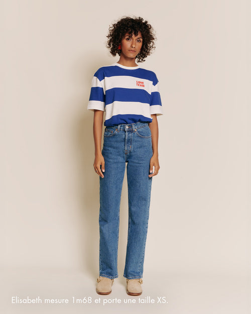 La marinière unisexe Love team en coton bio - bleu - émoi émoi   - 1 