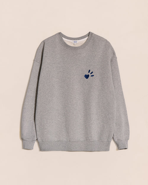 Le sweat L'amour est déclaré adulte en coton bio - gris chiné - émoi émoi   - 4 