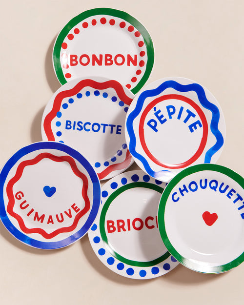 Le lot de 6 assiettes Pépites en porcelaine - émoi émoi   - 1 