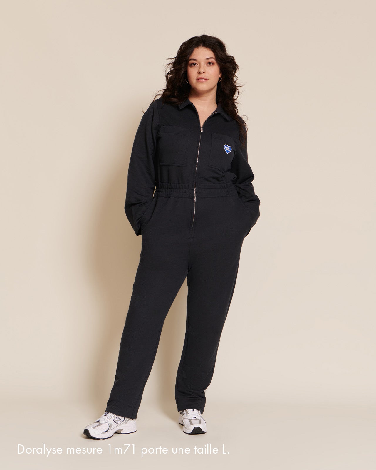 La combipantalon Salomé en coton bio - bleu nuit - product picture