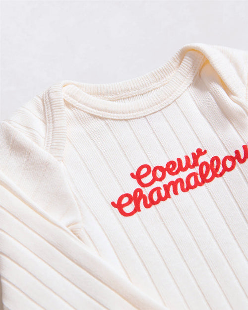 Le body Cœur chamallow en coton bio - crème - émoi émoi   - 2 