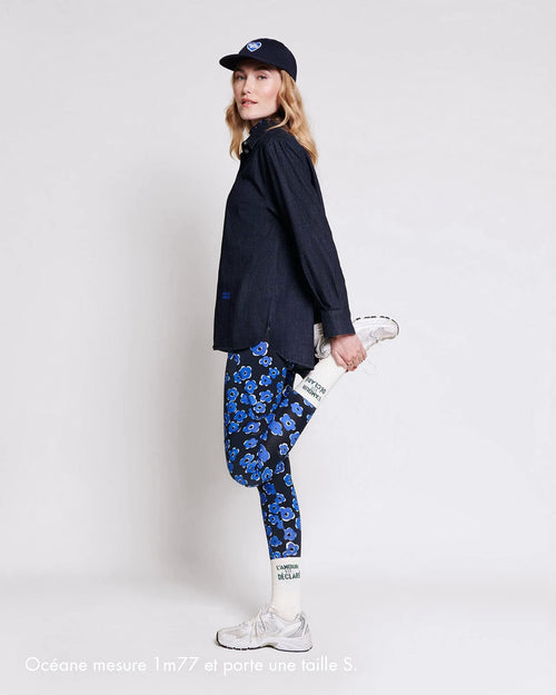 Le legging Loulou en coton bio - Fleurs bleues - émoi émoi   - 4 