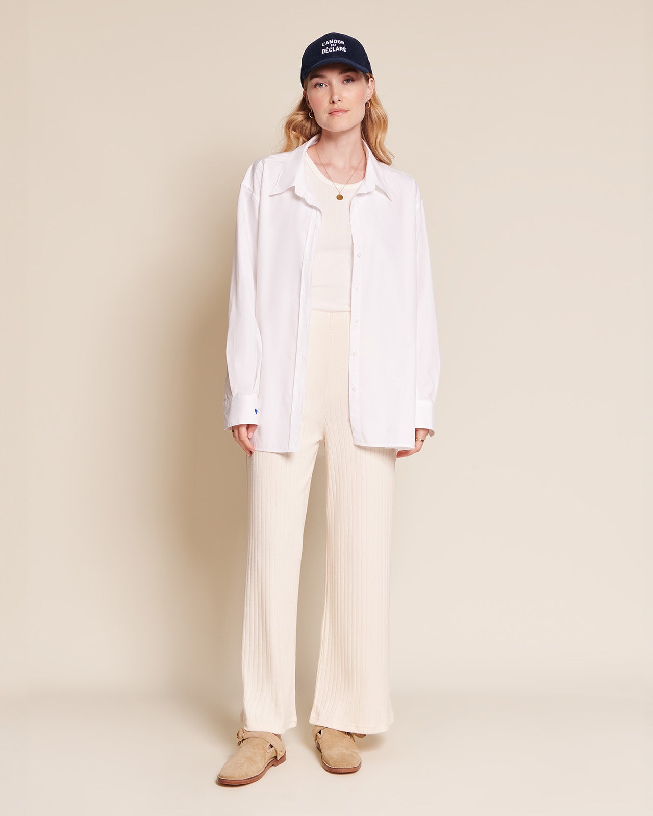 Le pantalon Pauline en coton bio - crème