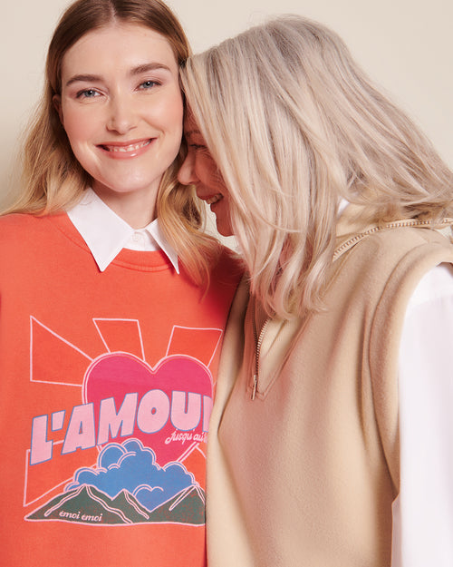 Le sweat L'amour jusqu'au ciel en coton bio - garment dye orange - émoi émoi   - 4 