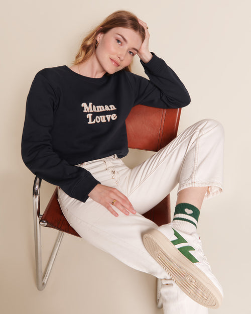 Le sweat Maman louve en coton bio - charbon - émoi émoi   - 2 