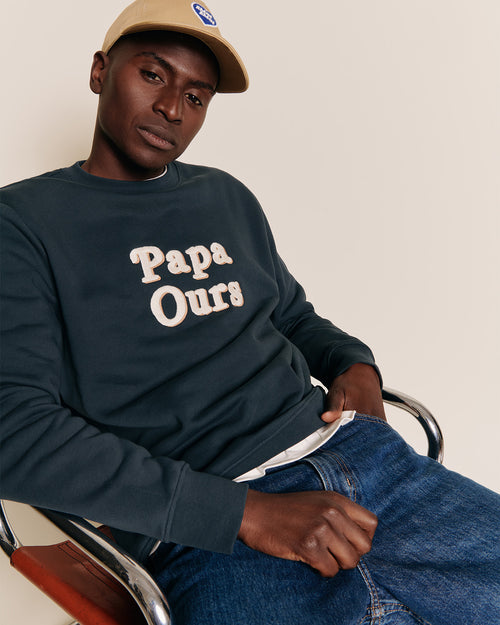 Le sweat Papa ours en coton bio - charbon - émoi émoi   - 1 