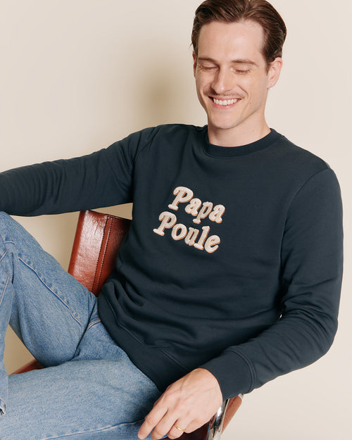 Le sweat Papa poule en coton bio - charbon - émoi émoi   - 1 