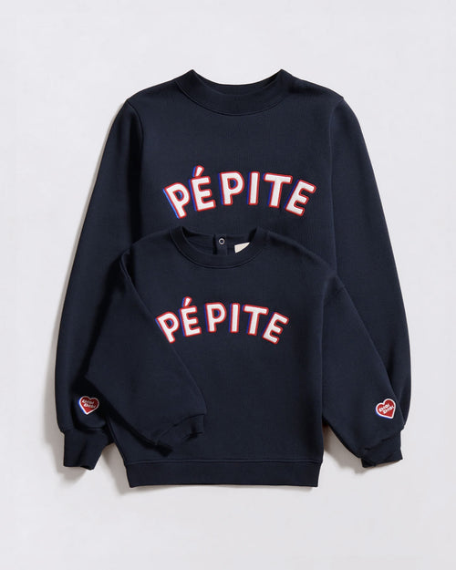 Le duo de sweats Pépite femme x enfant en coton bio - bleu nuit - émoi émoi   - 1 