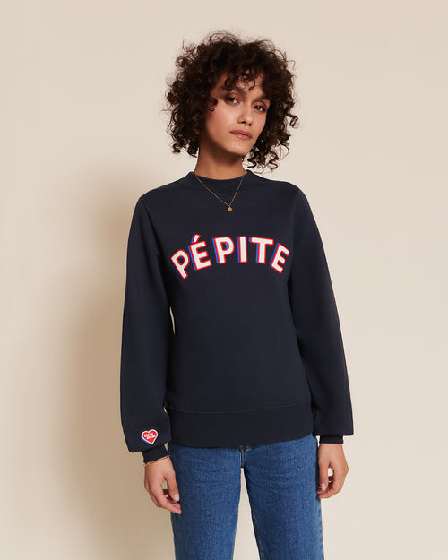 Le sweat Pépite femme en coton bio - bleu nuit - émoi émoi   - 1 