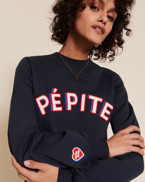 Le sweat Pépite femme en coton bio - bleu nuit - émoi émoi   - 2 