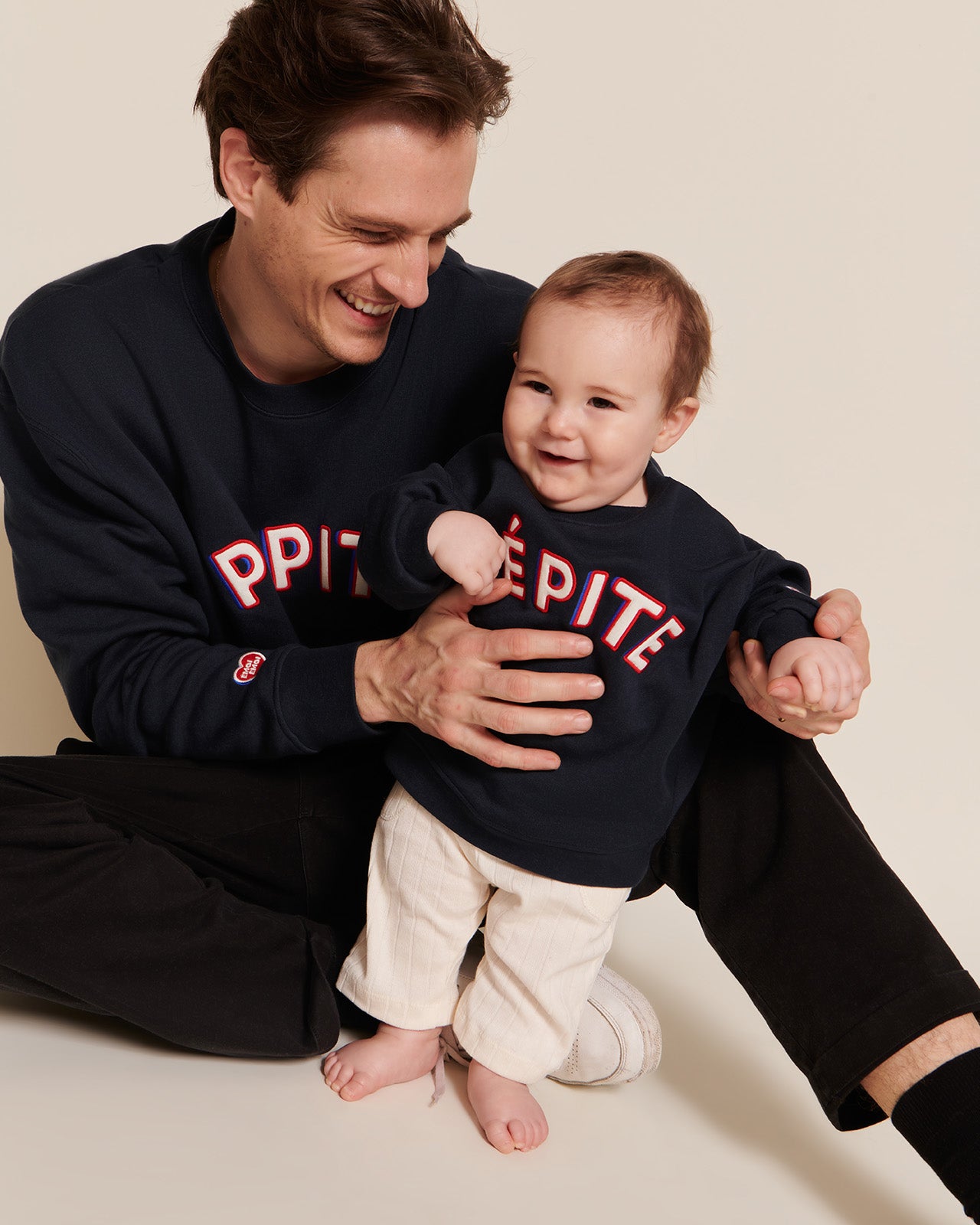 Le duo de sweats Pépite homme x enfant en coton bio - bleu nuit