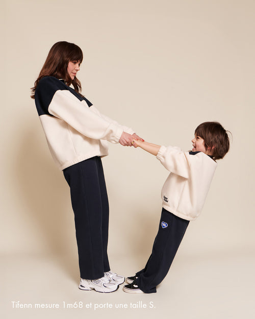 Le sweat Sonny enfant en polaire recyclée - crème / nuit - émoi émoi   - 4 