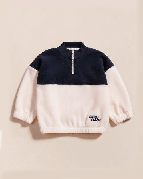 Le sweat Sonny en polaire recyclée - crème / nuit - émoi émoi   - 1 