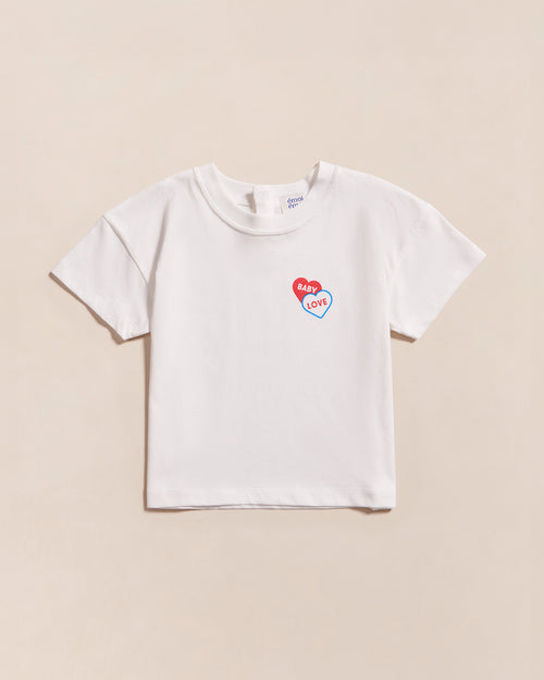 Le t-shirt Baby love 2 cœurs en coton bio - blanc - émoi émoi   - 1 