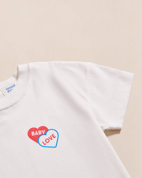 Le t-shirt Baby love 2 cœurs en coton bio - blanc - émoi émoi   - 2 