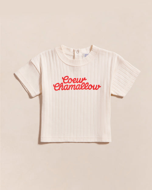 Le t-shirt Cœur chamallow enfant en coton bio - crème - émoi émoi   - 2 