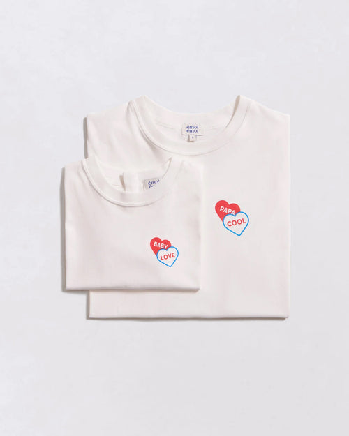 Le t-shirt Papa cool 2 cœurs en coton bio - blanc - émoi émoi   - 4 