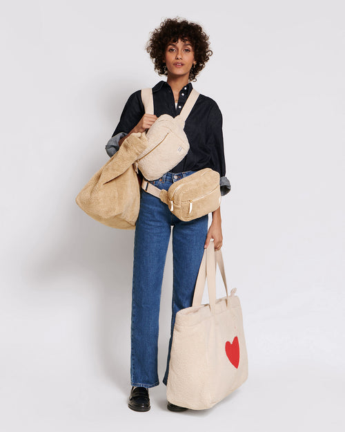 Le cabas Cœur en moumoute - crème - émoi émoi   - 4 