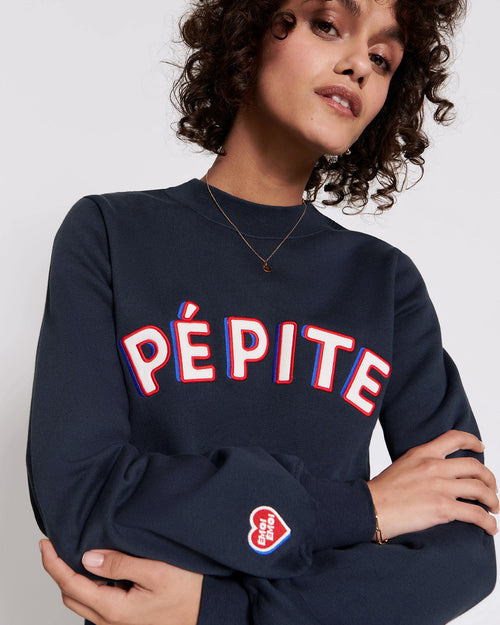 Le sweat Pépite femme en coton bio - bleu nuit - émoi émoi   - 1 