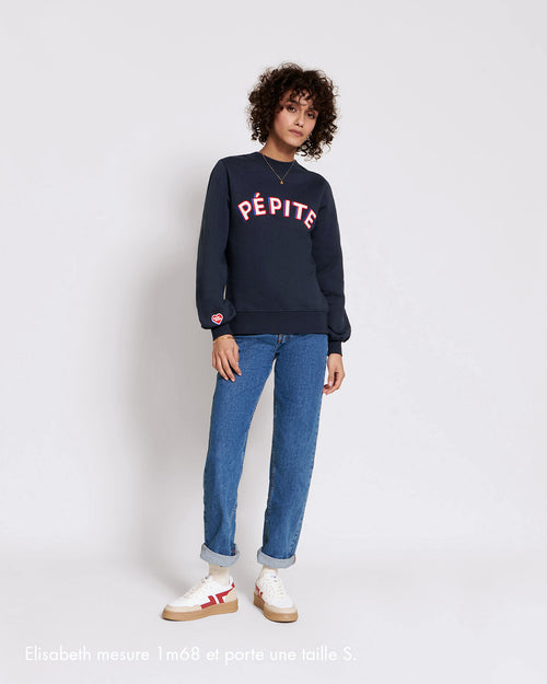 Le sweat Pépite femme en coton bio - bleu nuit - émoi émoi   - 2 