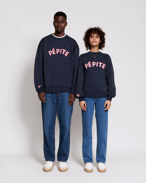 Le duo de sweats Pépite adulte en coton bio - bleu nuit - émoi émoi   - 1 