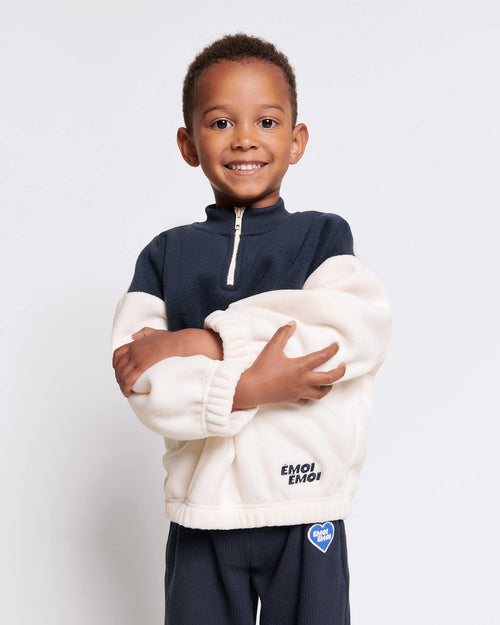 Le sweat Sonny enfant en polaire recyclée - crème / nuit - émoi émoi   - 4 