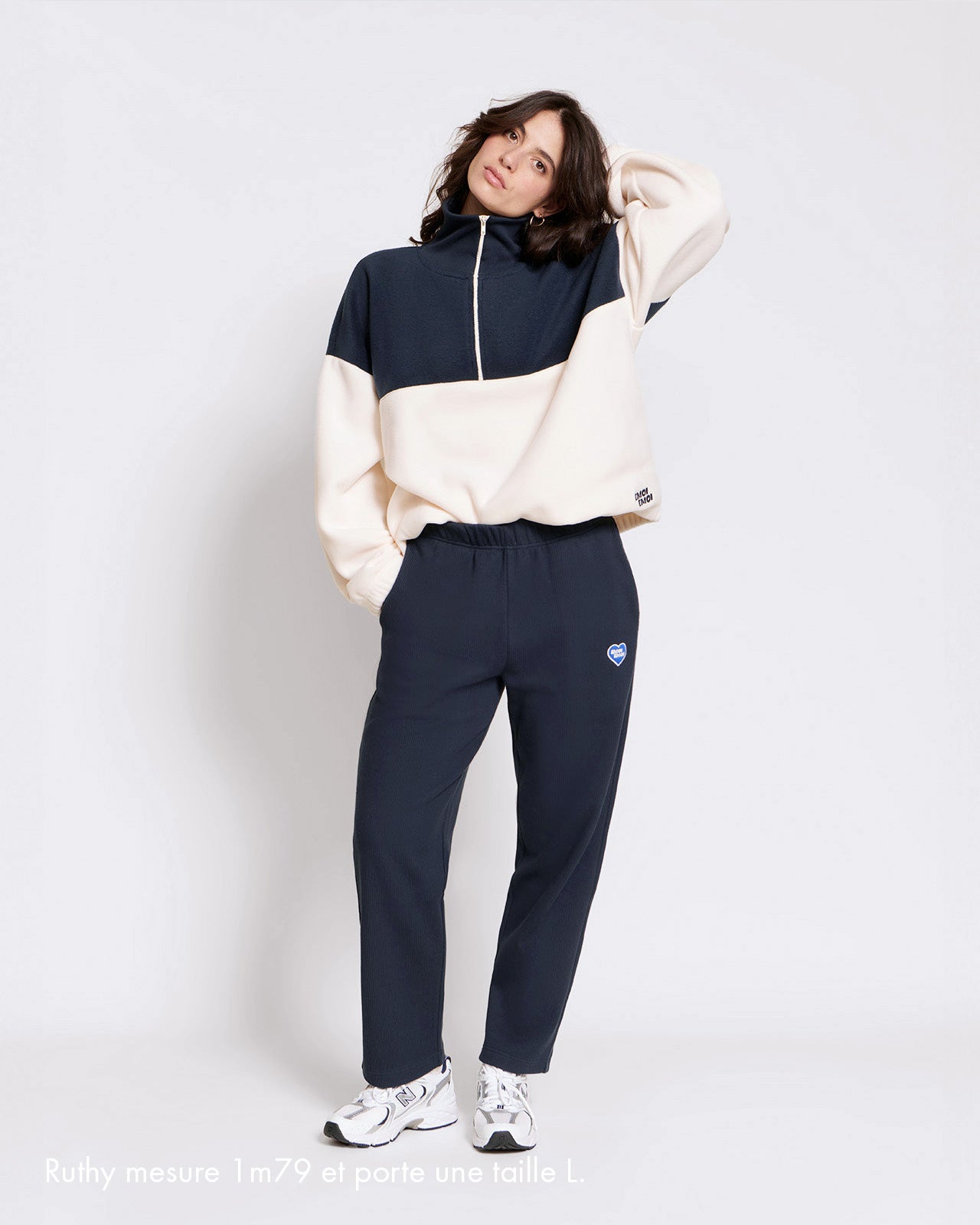 Le sweat Sven en polaire recyclée - crème / nuit