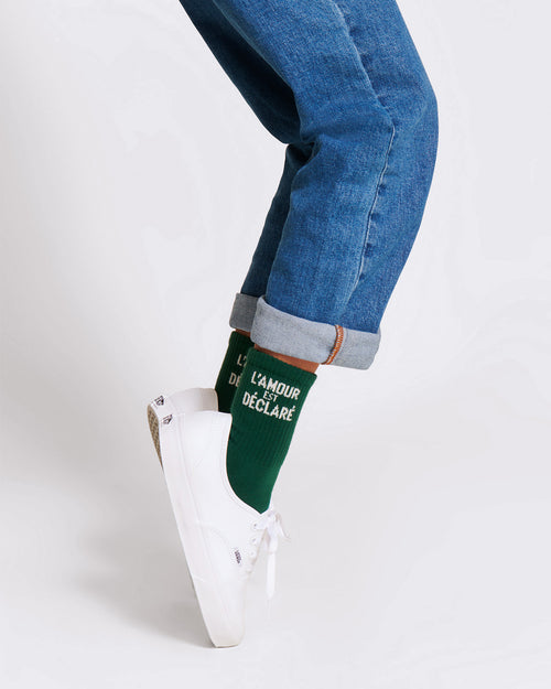 Les chaussettes L'amour est déclaré - vert - émoi émoi   - 4 
