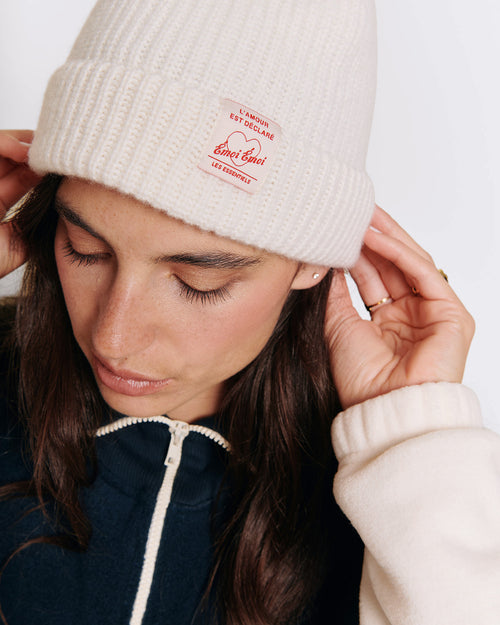 Le bonnet adulte - laine mérinos et cachemire - crème - émoi émoi   - 4 