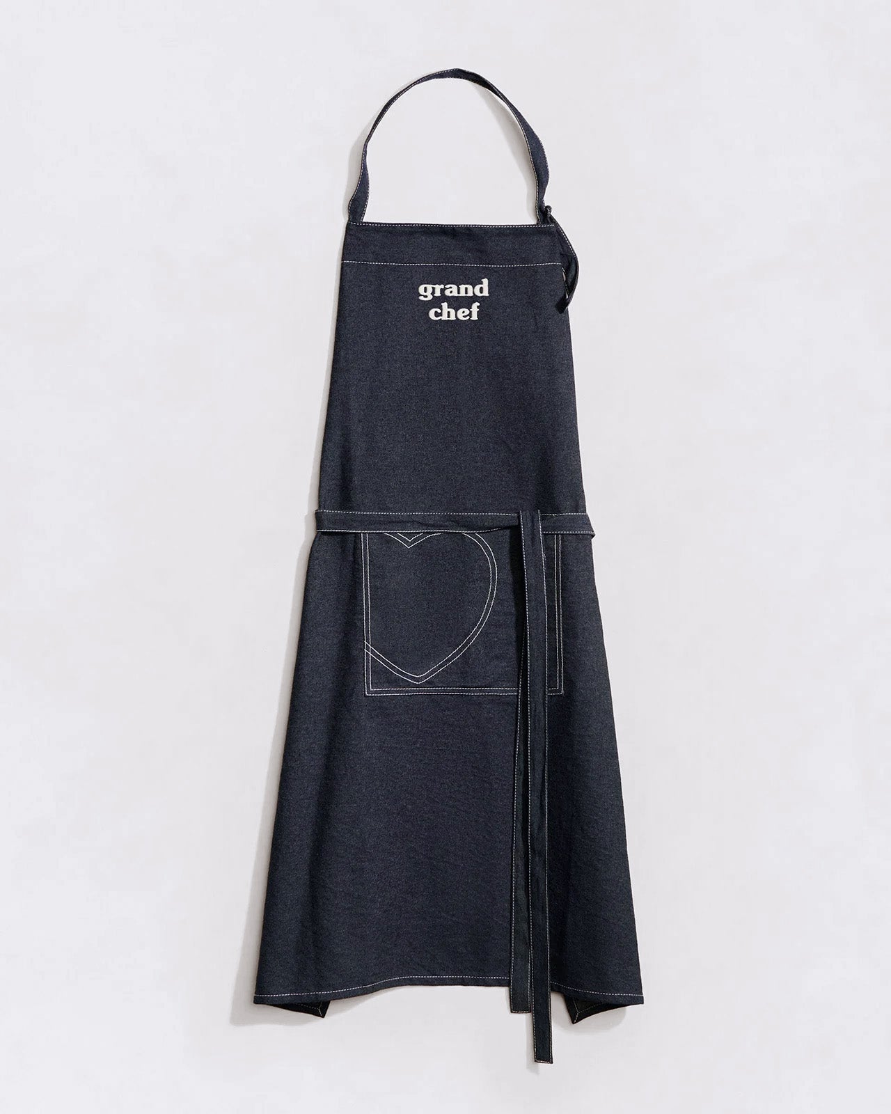 Le tablier brodé Grand chef - denim brut