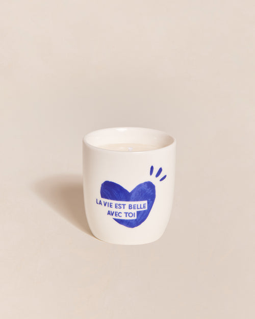 La bougie tasse La vie est belle avec toi - bleu - émoi émoi   - 4 