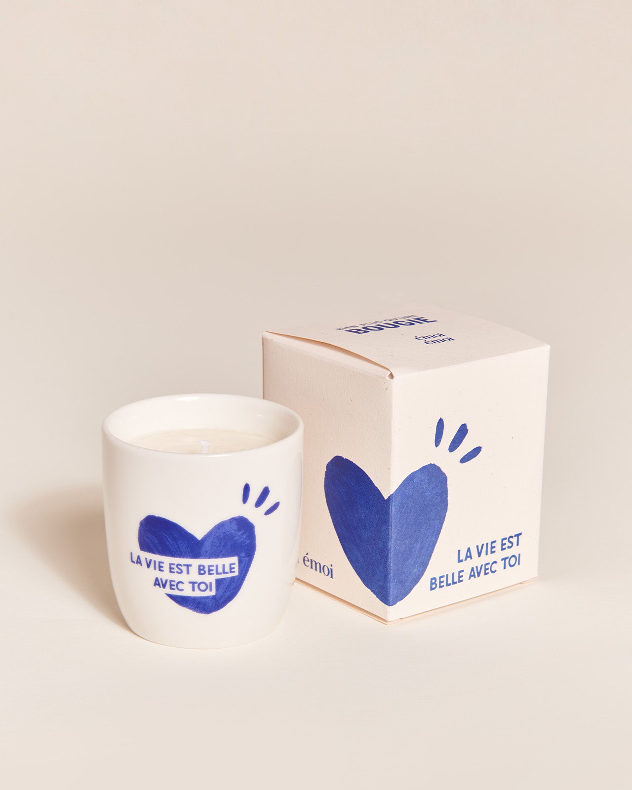 La bougie tasse La vie est belle avec toi - bleu