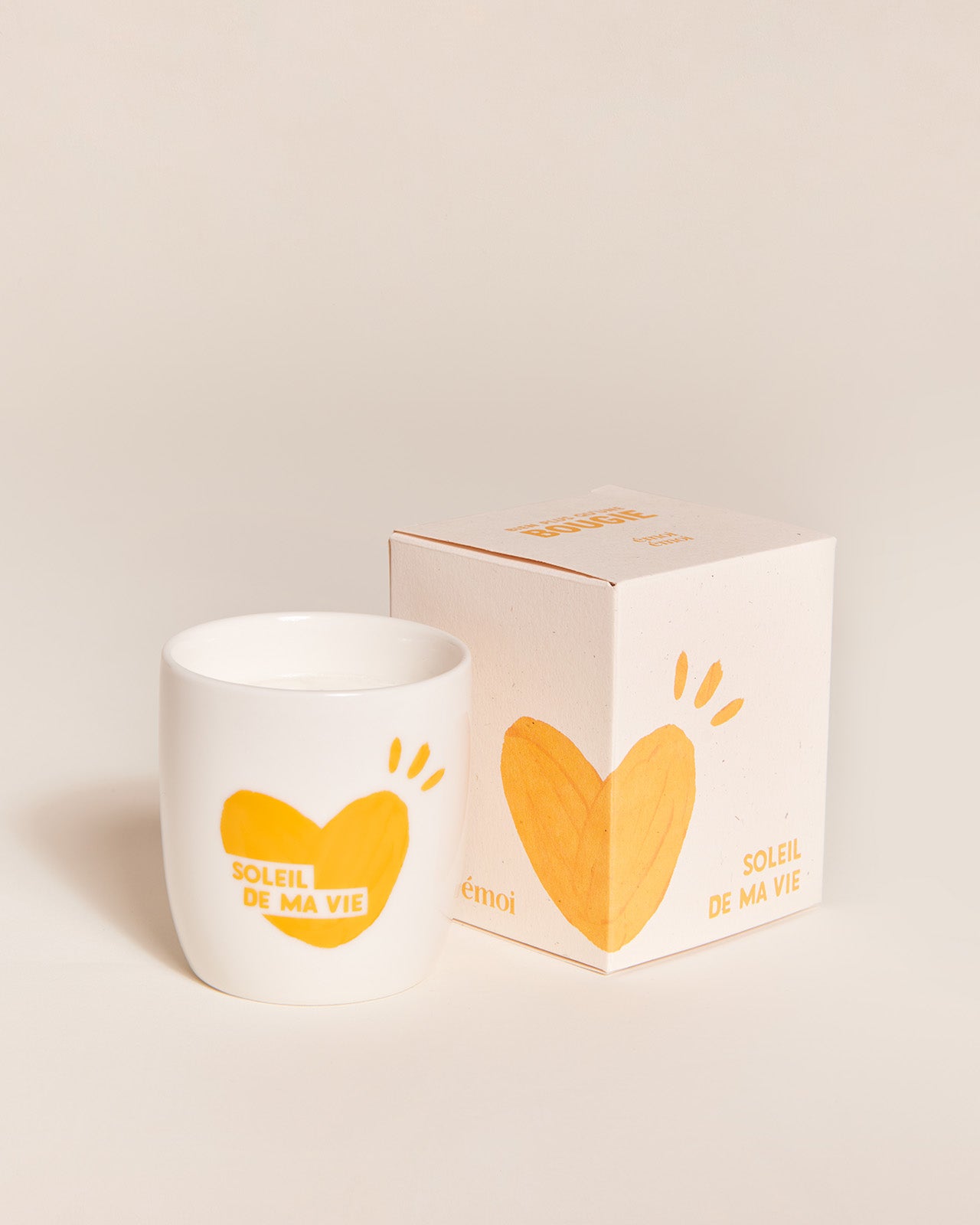 La bougie tasse Soleil de ma vie - jaune