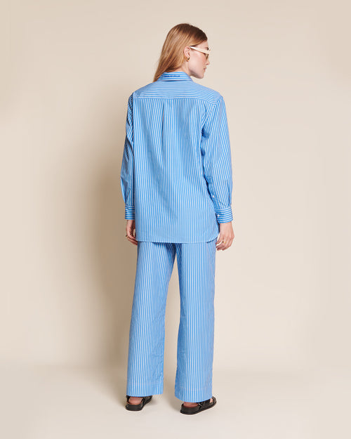 Le pantalon Pacific en coton bio - rayures bleues - émoi émoi   - 2 