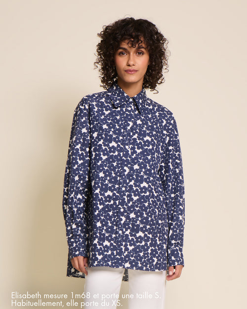 La chemise Charlotte en coton bio - Anémones bleues - émoi émoi   - 4 