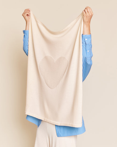 La couverture naissance Coeur en laine mérinos - crème - émoi émoi   - 4 