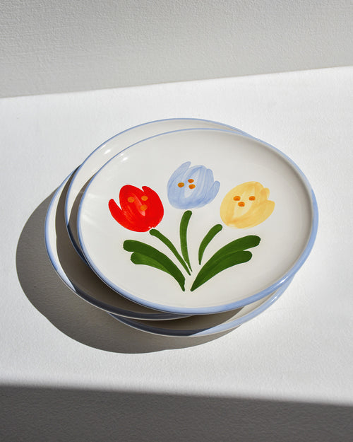 L'assiette 3 tulipes peinte à la main - 21 cm - Molleni x émoi émoi - émoi émoi   - 4 