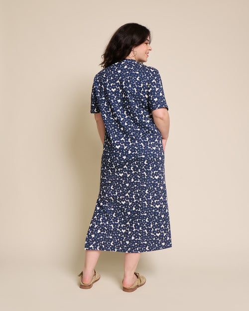 La robe Roxane en coton bio - Anémones bleues - émoi émoi   - 4 