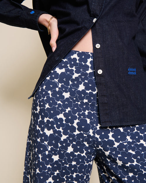 Le pantalon Pauline en coton bio - Anémones bleues - émoi émoi   - 2 