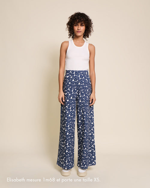 Le pantalon Pauline en coton bio - Anémones bleues - émoi émoi   - 4 