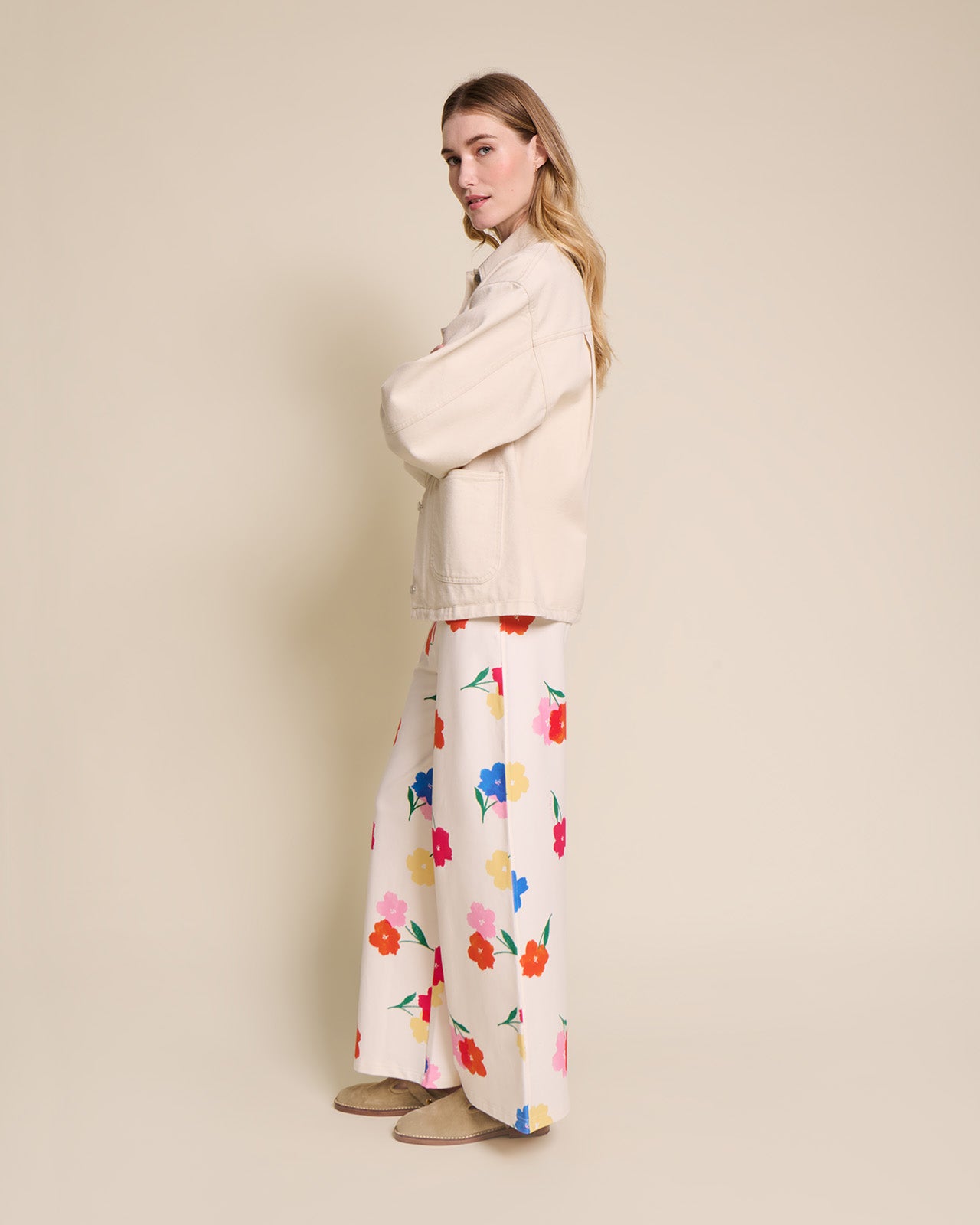 Le pantalon Pauline en coton bio - Anémones bouquet