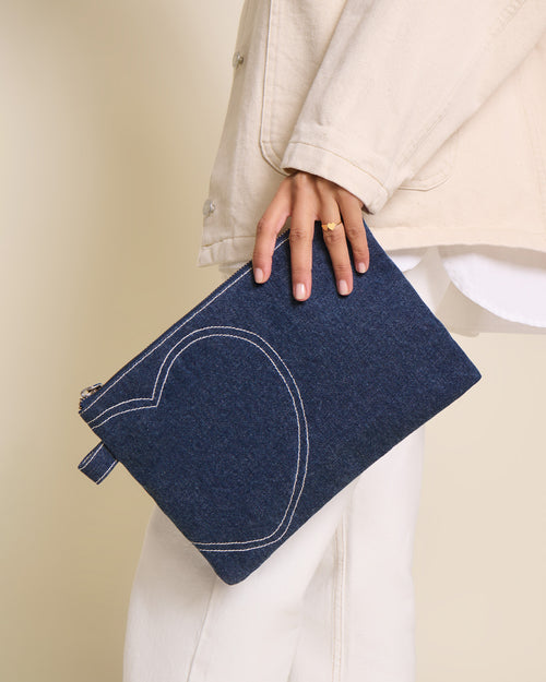 La pochette Coeur en denim - émoi émoi   - 2 