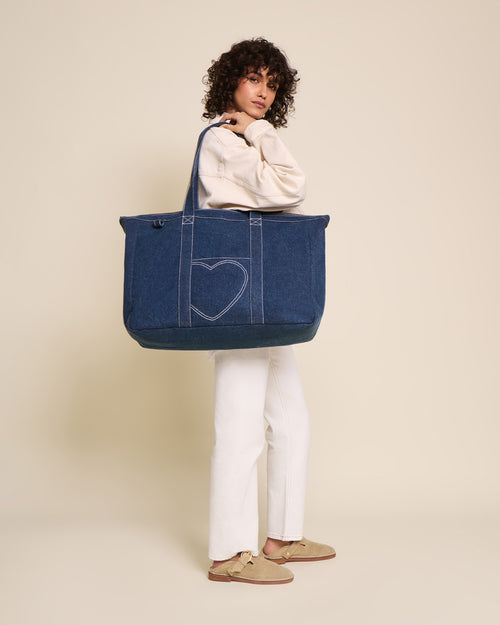 Le cabas Coeur en denim - émoi émoi   - 1 