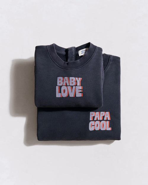 Le duo de sweats Baby love x Papa cool - garment dye stone washed - émoi émoi   - 1 
