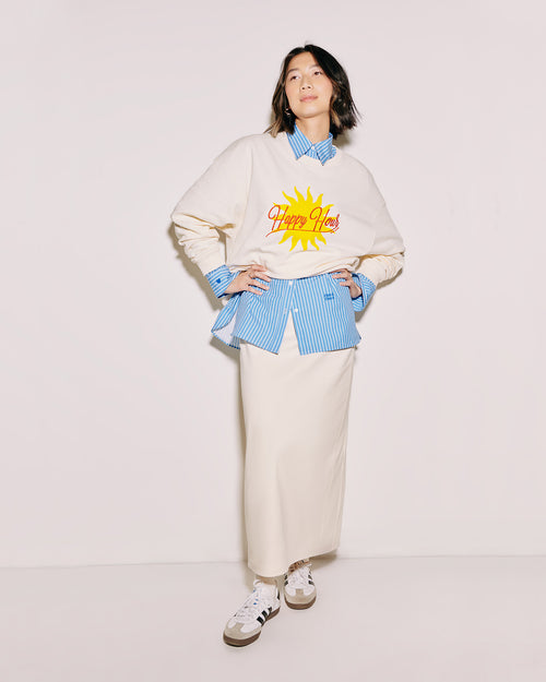 Le sweat Happy hour adulte en coton bio - crème - émoi émoi   - 1 