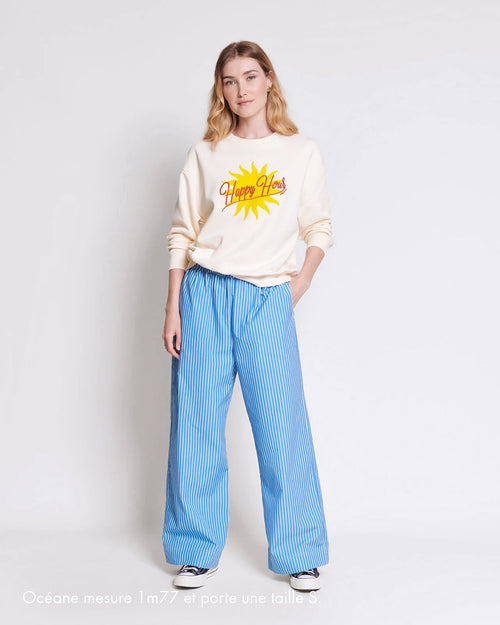 Le sweat Happy hour adulte en coton bio - crème - émoi émoi   - 2 