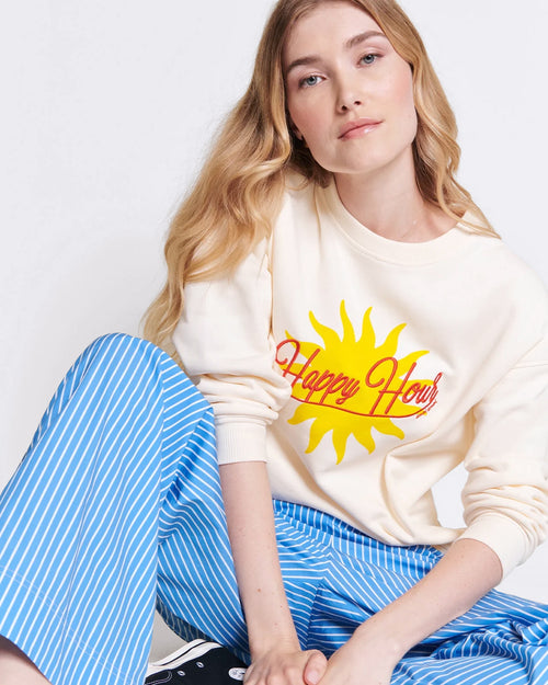 Le sweat Happy hour adulte en coton bio - crème - émoi émoi   - 4 