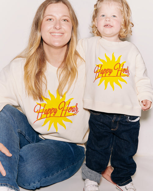 Le sweat Happy hour enfant en coton bio - crème - émoi émoi   - 2 