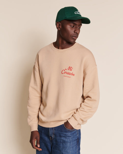Le sweat Mi corazón adulte en coton bio - sable - émoi émoi   - 2 